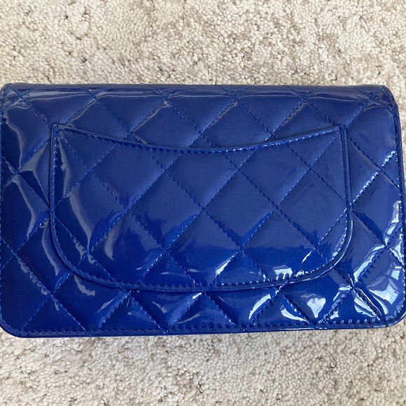 Chanel Classic Wallet on Chain Patent Dark Blue New with Tag - Picture 6 of 16